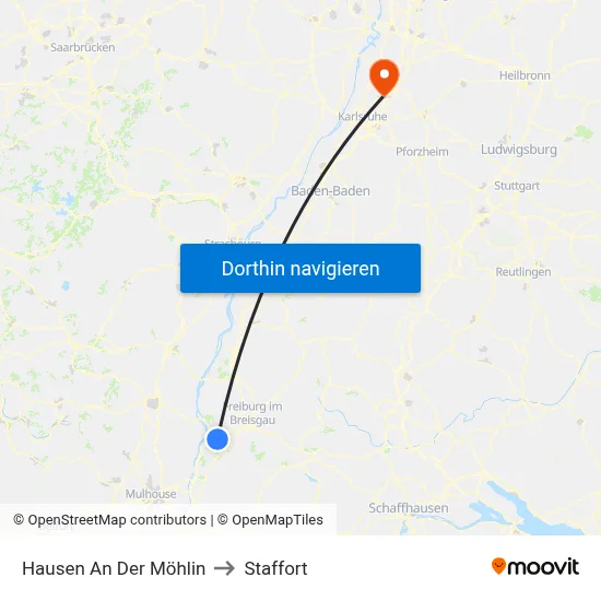 Hausen An Der Möhlin to Staffort map