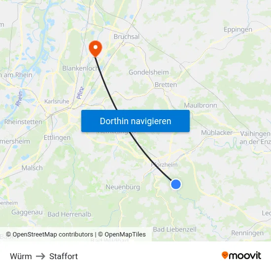 Würm to Staffort map