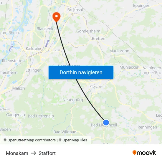 Monakam to Staffort map