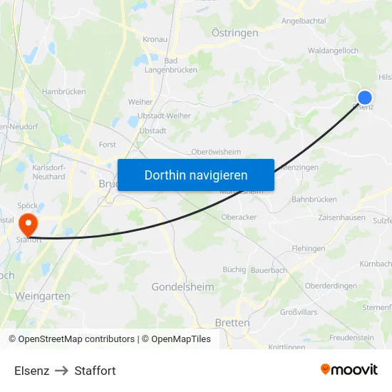 Elsenz to Staffort map