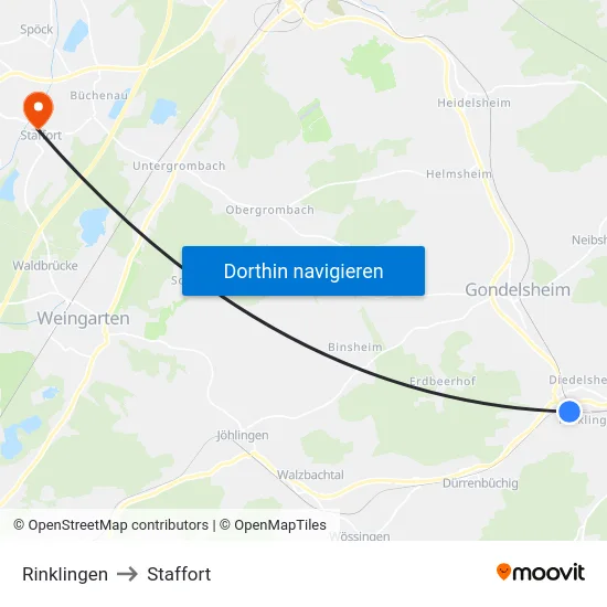 Rinklingen to Staffort map