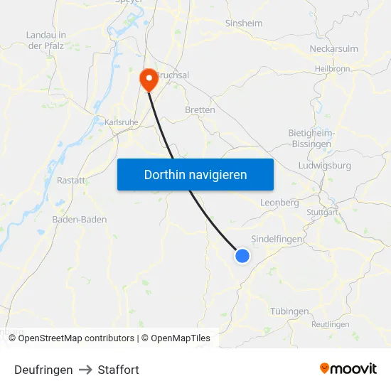 Deufringen to Staffort map