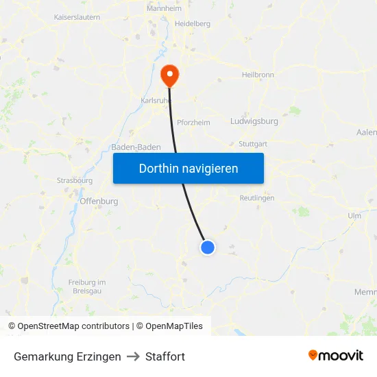 Gemarkung Erzingen to Staffort map
