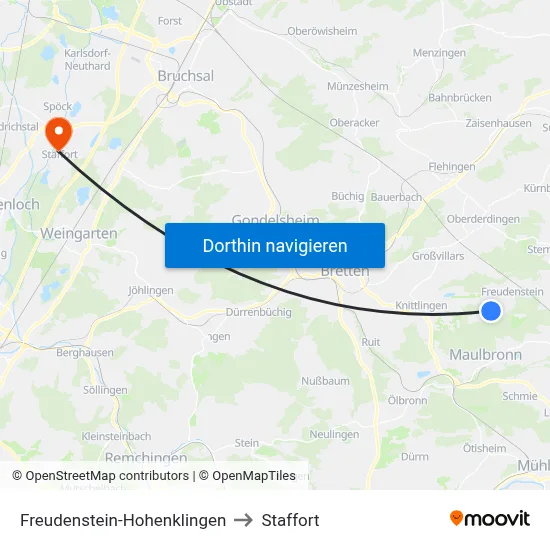 Freudenstein-Hohenklingen to Staffort map