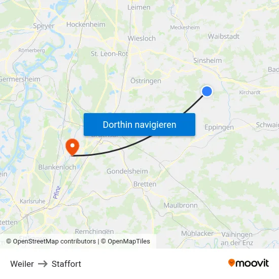 Weiler to Staffort map