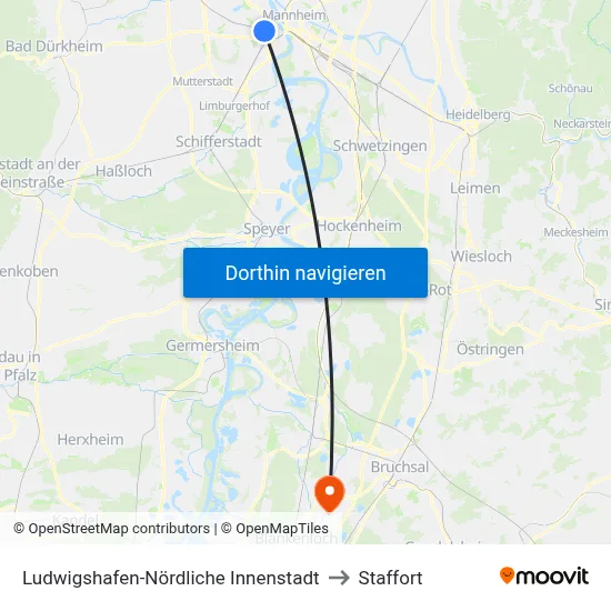 Ludwigshafen-Nördliche Innenstadt to Staffort map