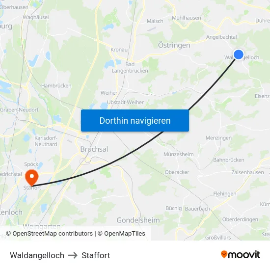 Waldangelloch to Staffort map