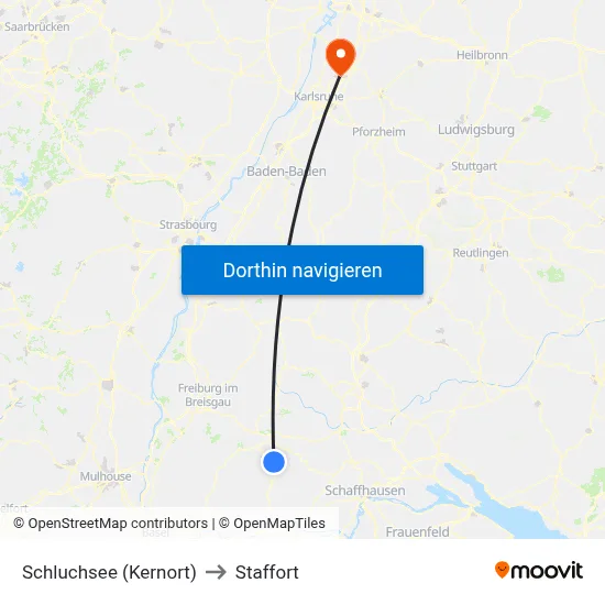 Schluchsee (Kernort) to Staffort map