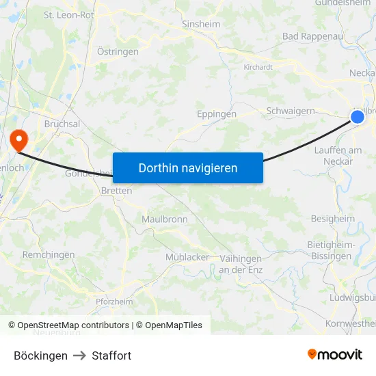 Böckingen to Staffort map