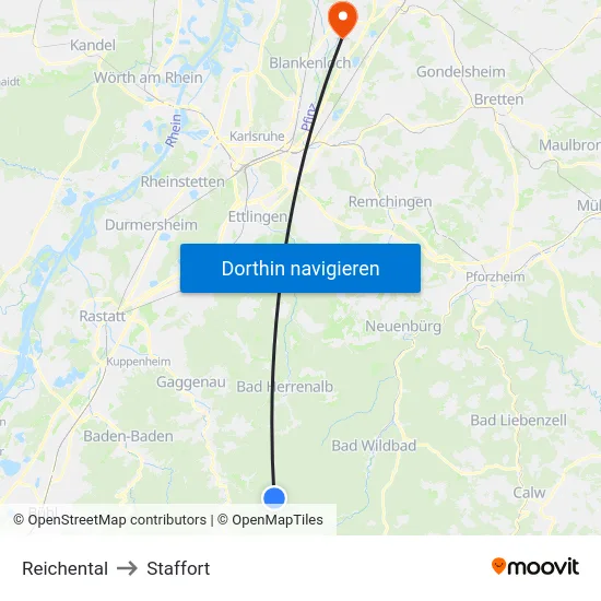 Reichental to Staffort map
