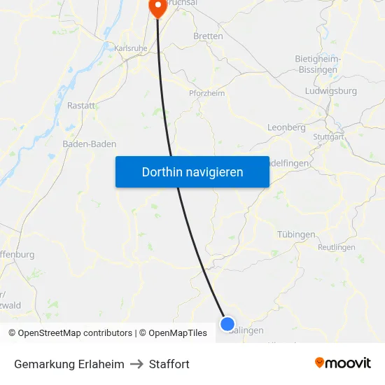 Gemarkung Erlaheim to Staffort map