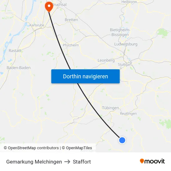 Gemarkung Melchingen to Staffort map