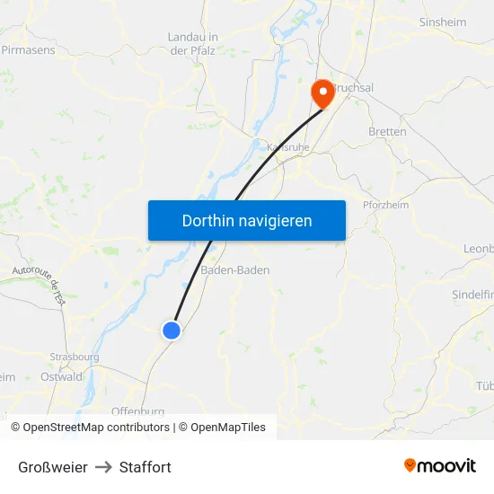 Großweier to Staffort map
