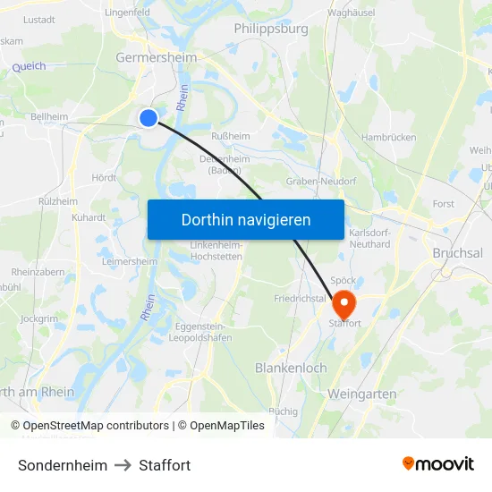 Sondernheim to Staffort map