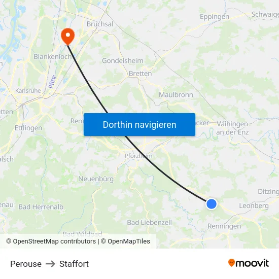 Perouse to Staffort map