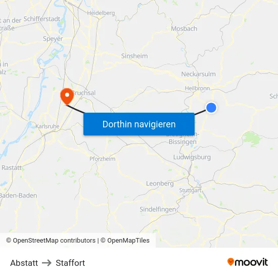 Abstatt to Staffort map