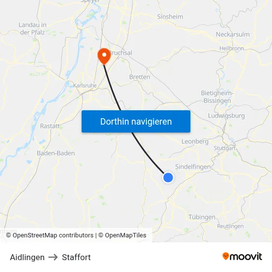 Aidlingen to Staffort map