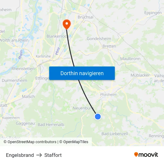 Engelsbrand to Staffort map