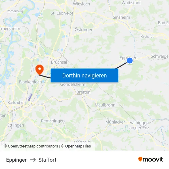 Eppingen to Staffort map