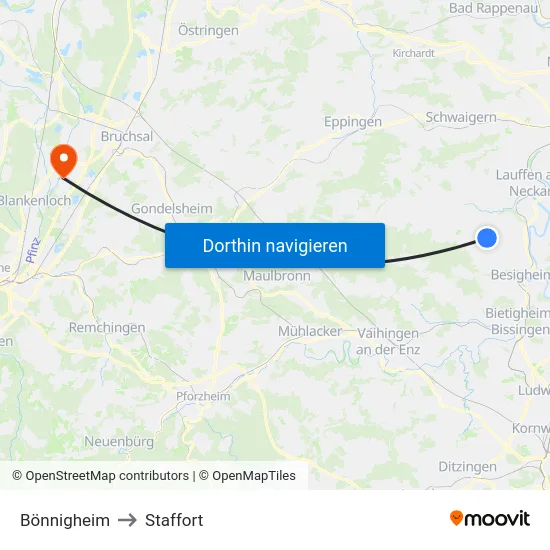 Bönnigheim to Staffort map