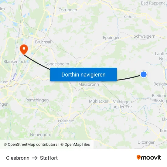 Cleebronn to Staffort map