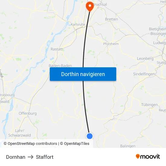 Dornhan to Staffort map