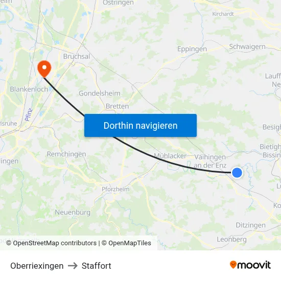 Oberriexingen to Staffort map