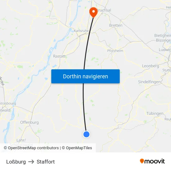 Loßburg to Staffort map