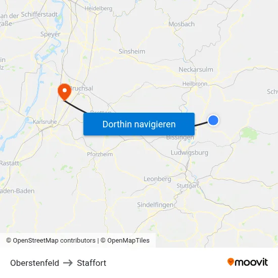 Oberstenfeld to Staffort map