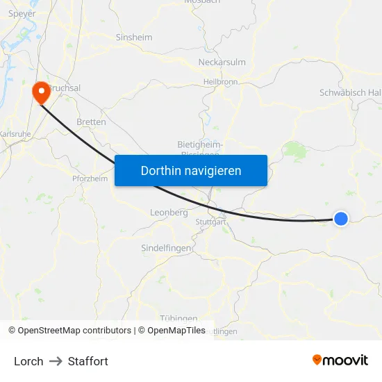 Lorch to Staffort map