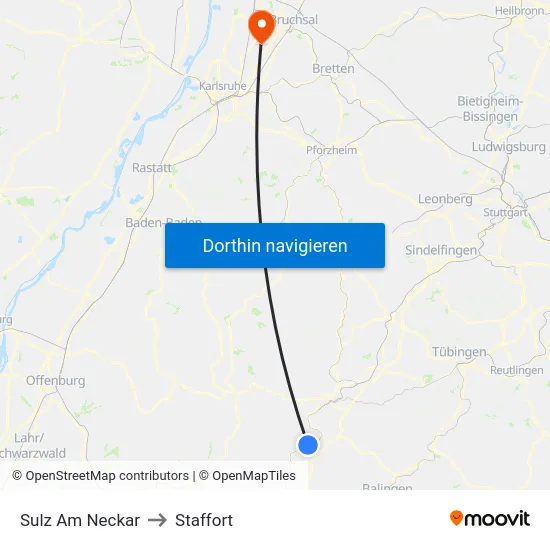 Sulz Am Neckar to Staffort map