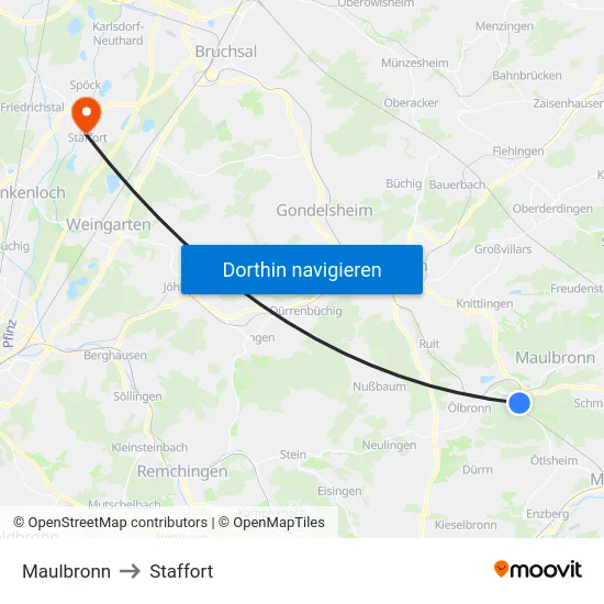 Maulbronn to Staffort map