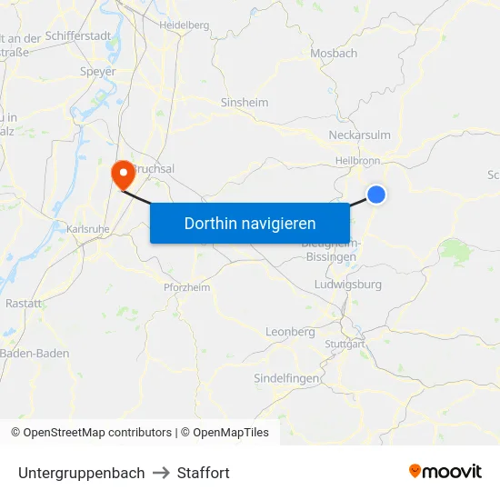Untergruppenbach to Staffort map