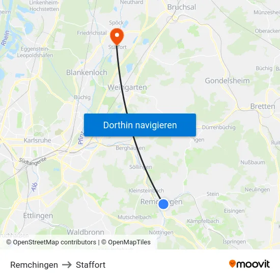 Remchingen to Staffort map