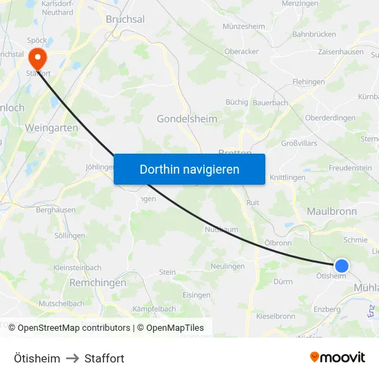 Ötisheim to Staffort map