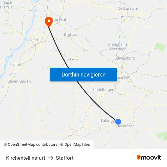 Kirchentellinsfurt to Staffort map