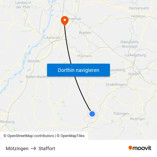Mötzingen to Staffort map