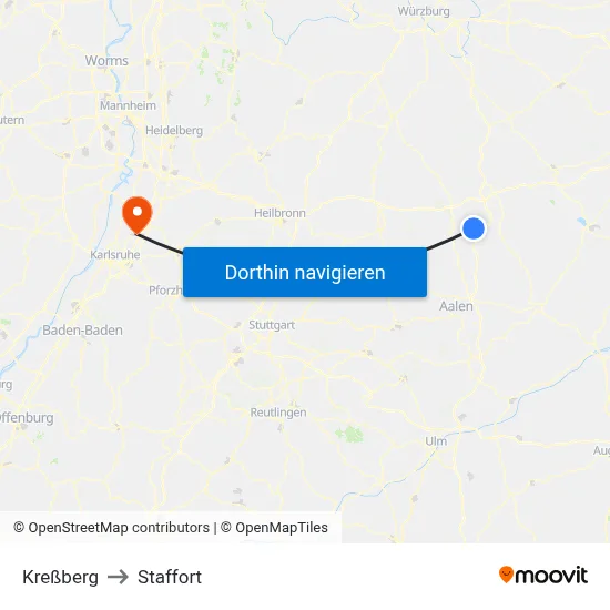 Kreßberg to Staffort map