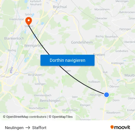 Neulingen to Staffort map