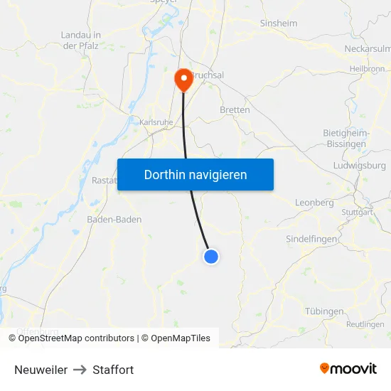 Neuweiler to Staffort map