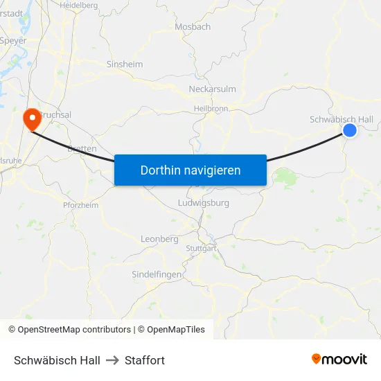 Schwäbisch Hall to Staffort map