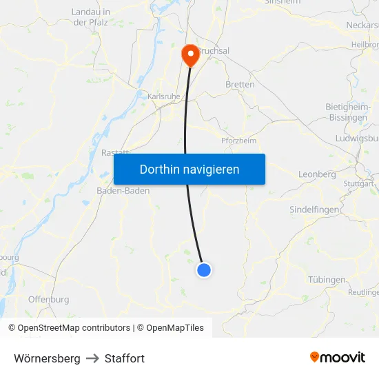 Wörnersberg to Staffort map