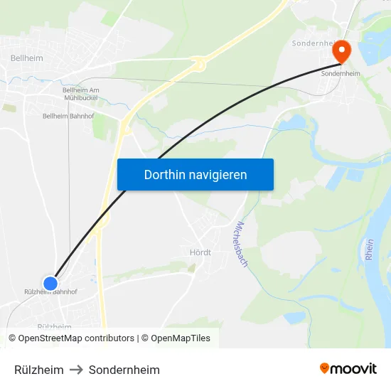 Rülzheim to Sondernheim map
