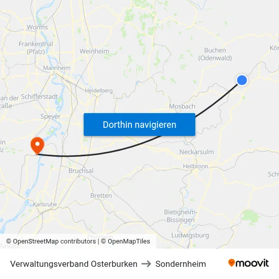 Verwaltungsverband Osterburken to Sondernheim map