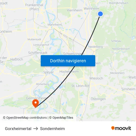 Gorxheimertal to Sondernheim map