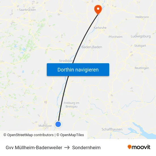 Gvv Müllheim-Badenweiler to Sondernheim map