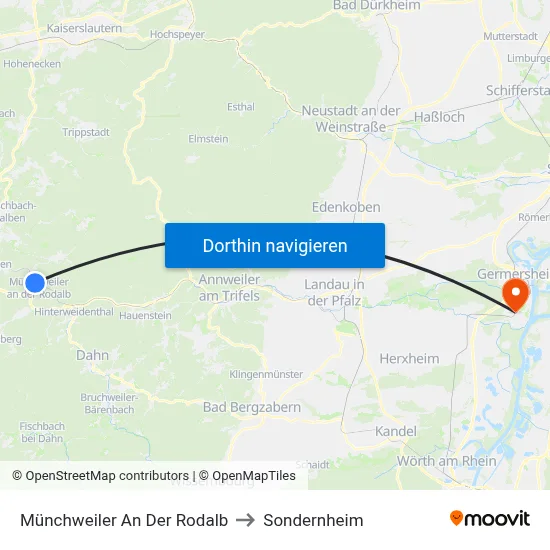 Münchweiler An Der Rodalb to Sondernheim map