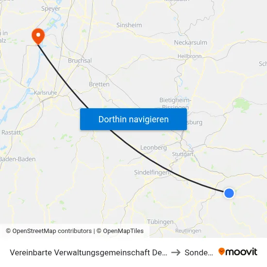 Vereinbarte Verwaltungsgemeinschaft Der Stadt Kirchheim Unter Teck to Sondernheim map