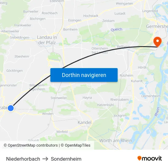 Niederhorbach to Sondernheim map