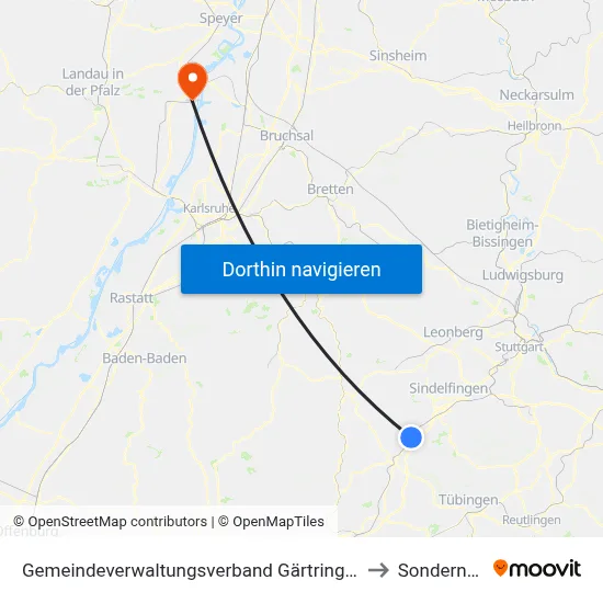 Gemeindeverwaltungsverband Gärtringen/Ehningen to Sondernheim map